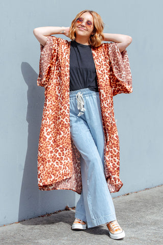 Blair Leopard Kimono - Tan