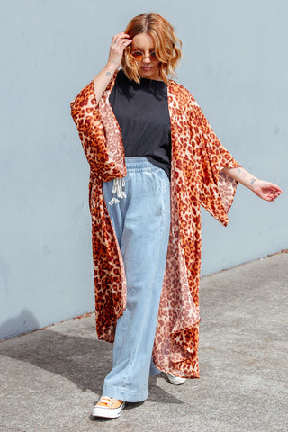 Blair Leopard Kimono - Tan