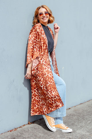 Blair Leopard Kimono - Tan