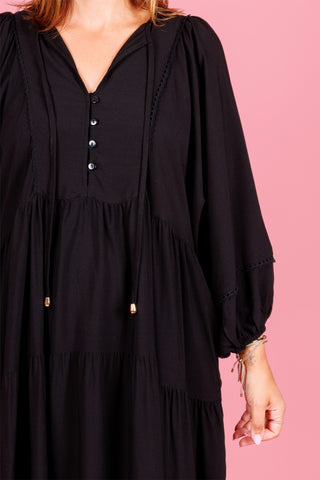 Classic Boho Dress - Black