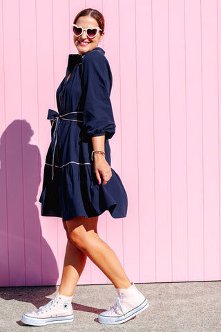 Reeves Dress - Navy Pink