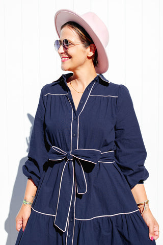 Reeves Dress - Navy Pink