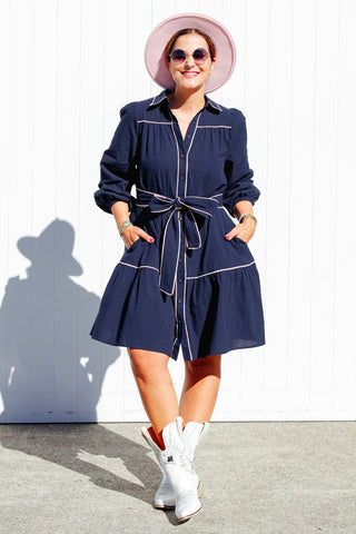 Reeves Dress - Navy Pink