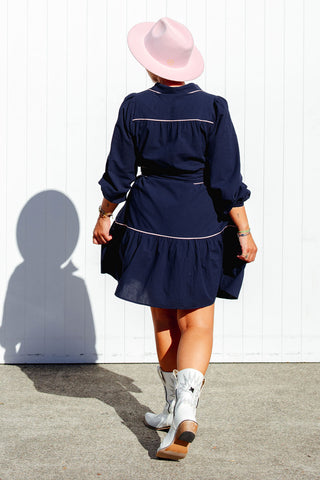 Reeves Dress - Navy Pink