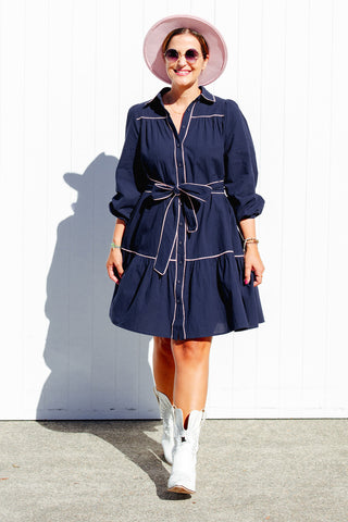 Reeves Dress - Navy Pink