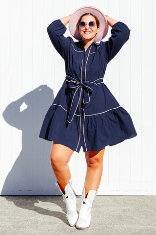 Reeves Dress - Navy Pink