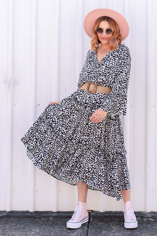 Stella Dress - Monochrome Leopard