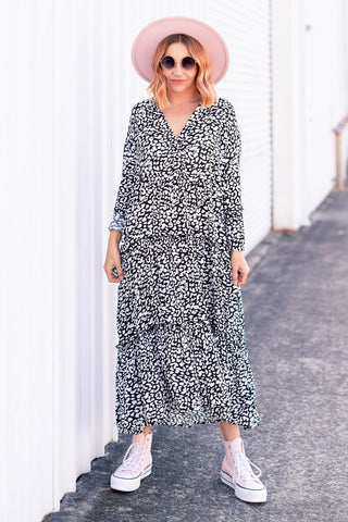 Stella Dress - Monochrome Leopard