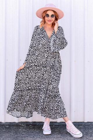 Stella Dress - Monochrome Leopard