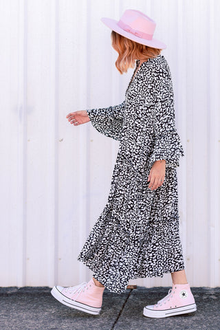 Stella Dress - Monochrome Leopard