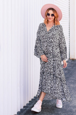 Stella Dress - Monochrome Leopard