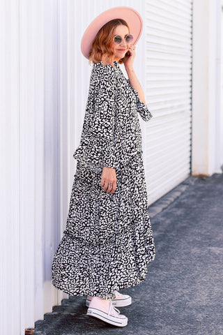 Stella Dress - Monochrome Leopard