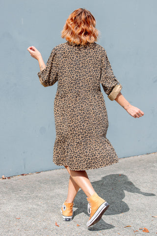 Street Denim Dress - Leopard