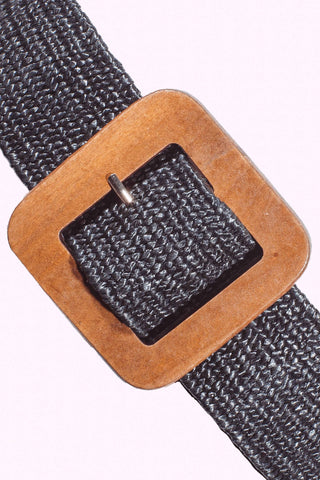 Wood Square Belt - Black