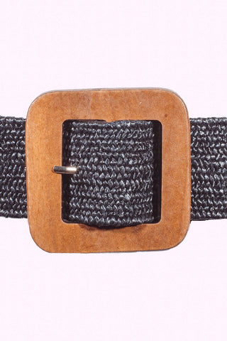 Wood Square Belt - Black