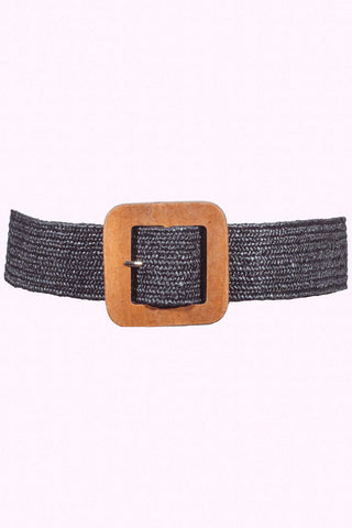 Wood Square Belt - Black