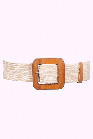 Wood Square Belt - Off White