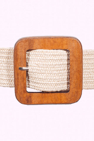 Wood Square Belt - Off White