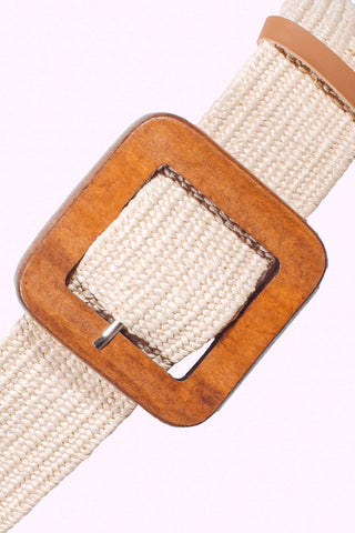 Wood Square Belt - Off White