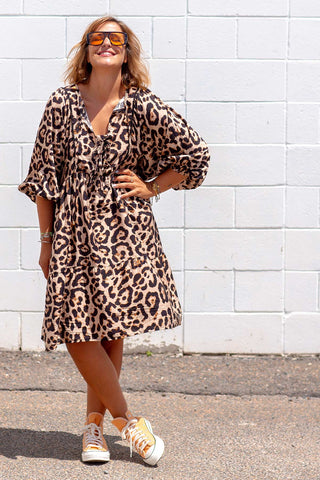 Boho Bow Tunic - Original Leopard