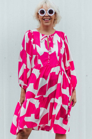 Boho Tunic - Pink Geometric