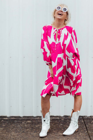 Boho Tunic - Pink Geometric