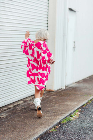 Boho Tunic - Pink Geometric