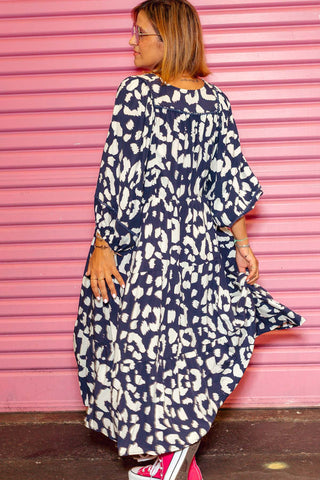 Classic Boho Dress - Navy Leopard