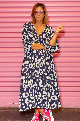 Classic Boho Dress - Navy Leopard