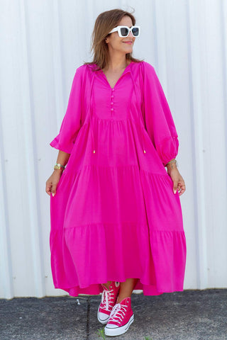 Classic Boho Dress - Pink