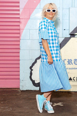 Cleo Dress - Blue Check