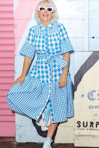 Cleo Dress - Blue Check