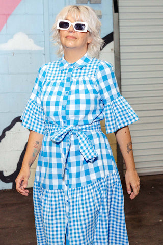 Cleo Dress - Blue Check