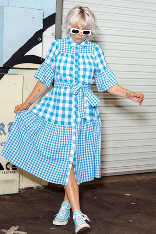 Cleo Dress - Blue Check