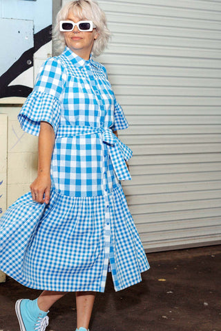 Cleo Dress - Blue Check