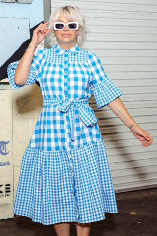 Cleo Dress - Blue Check