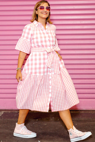 Cleo Dress - Pink Check