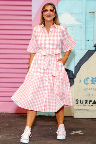 Cleo Dress - Pink Check