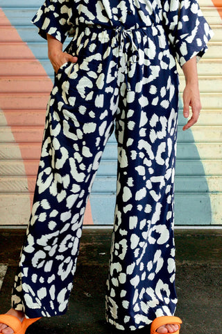 Leena Pants - Navy Leopard