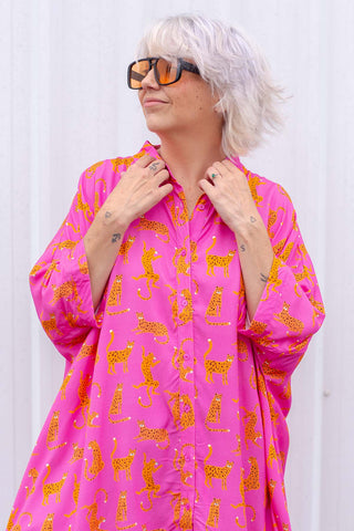 London Luxe Shirt - Jungle Kitty Pink