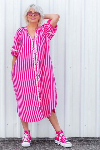 Lottie Dress - Pink Stripe