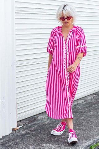 Lottie Dress - Pink Stripe