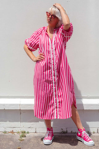 Lottie Dress - Pink Stripe