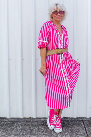 Lottie Dress - Pink Stripe