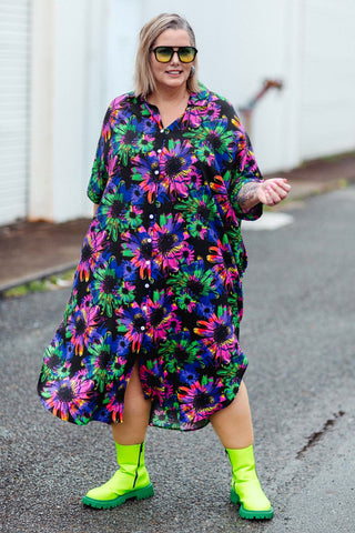 Mika Dress - Neon Floral