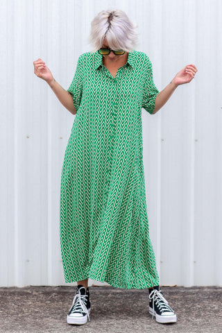 Monaco Shirt Dress - Green