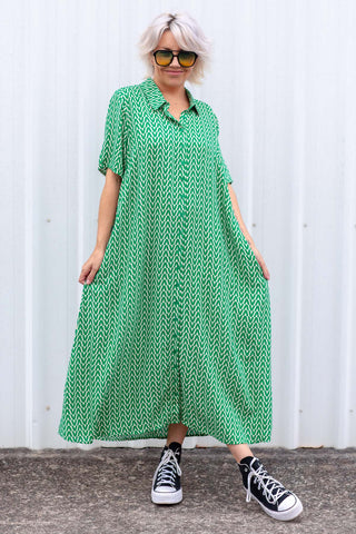 Monaco Shirt Dress - Green