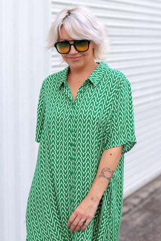 Monaco Shirt Dress - Green