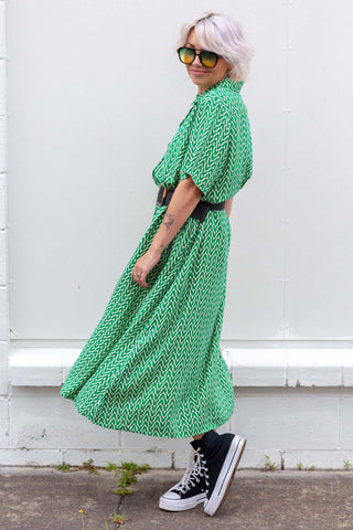 Monaco Shirt Dress - Green