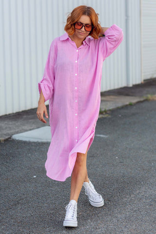 The Eyes Have It Shirt Dress - Lilac